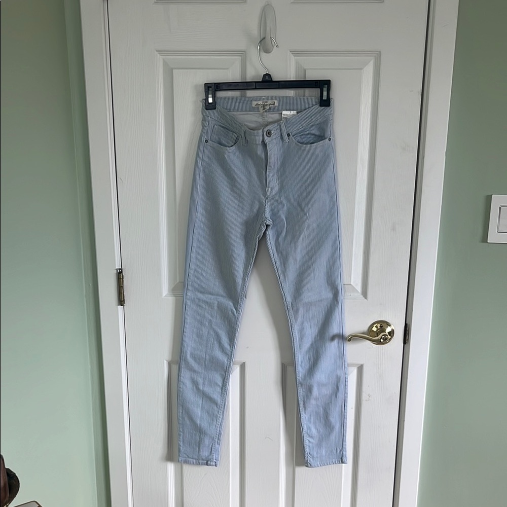 Blue and White Stripe Skinny Pants